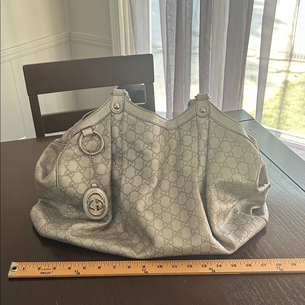 Gucci Gray Monogram Shoulder Bag